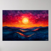 Levendige Abstracte zonsondergang over Rolling Wav Poster (Voorkant)