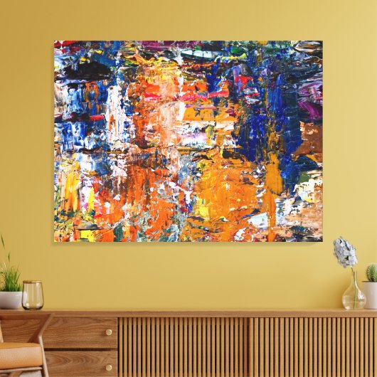 Levendige abstractie - Olieschilderchaos op het pa Canvas Afdruk (Insitu (Woonkamer))