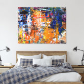 Levendige abstractie - Olieschilderchaos op het pa Canvas Afdruk (Insitu (Slaapkamer))
