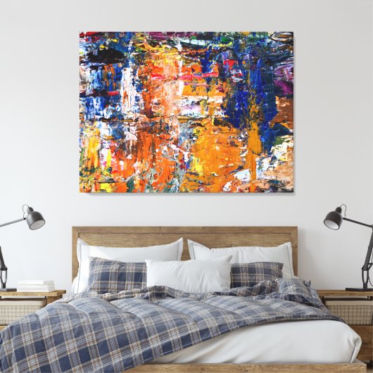 Levendige abstractie - Olieschilderchaos op het pa Canvas Afdruk (Insitu (Slaapkamer))