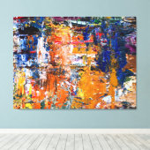 Levendige abstractie - Olieschilderchaos op het pa Canvas Afdruk (Insitu (Houten vloer))