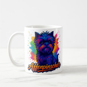 Levendige Affenpinscher Pop Kunstportret – Kleurri Koffiemok