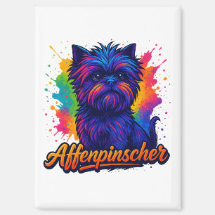 Levendige Affenpinscher Pop Kunstportret – Kleurri Magneet