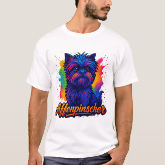 Levendige Affenpinscher Pop Kunstportret – Kleurri T-shirt