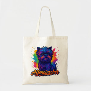 Levendige Affenpinscher Pop Kunstportret – Kleurri Tote Bag