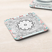 Levendige Afrikaanse cultuur: een roze en cyaan sa Drankjes Onderzetter (Linkerzijde)