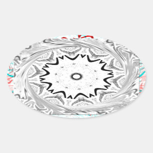 Levendige Afrikaanse cultuur: een roze en cyaan sa Ovale Sticker