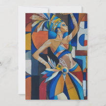 Levendige Afrikaanse Danser Cubistische Geometrisc