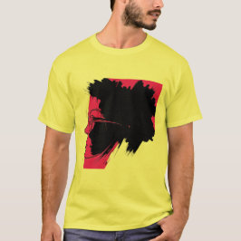Levendige Afro Silhouette Art - Roze en Zwart T-shirt