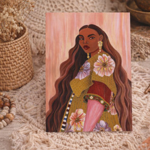 Levendige Afroboheemse Vrouw Schildert Boho Briefkaart