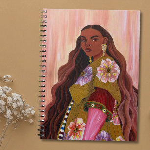 Levendige Afroboheemse Vrouw Schildert Boho Notitieboek
