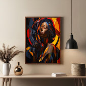 Levendige Afrocentrische Abstracte Portretkunst Poster