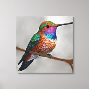 Levendige Allen's Kolibrie Schildering Canvas Afdruk