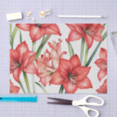 Levendige Amaryllis Waterverf Patroon in Rood Tissuepapier (Craft)