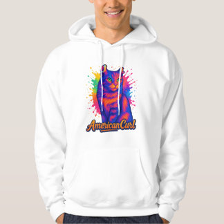 Levendige Amerikaanse Curl Cat Pop Art Illustratio Hoodie