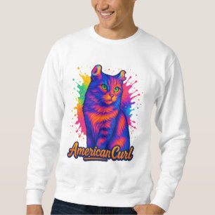 Levendige Amerikaanse Curl Cat Pop Art Illustratio Trui