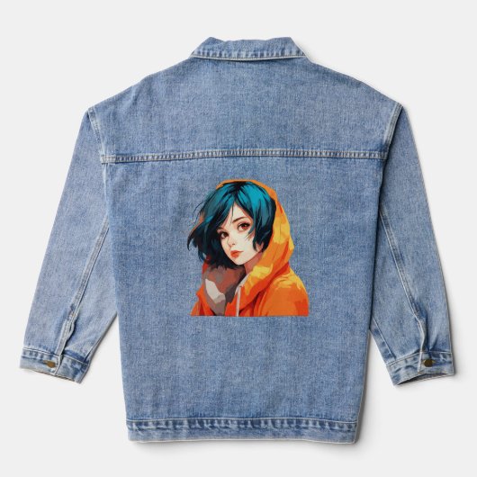 Levendige Anime Schoonheid Denim Jacket (Achterkant)