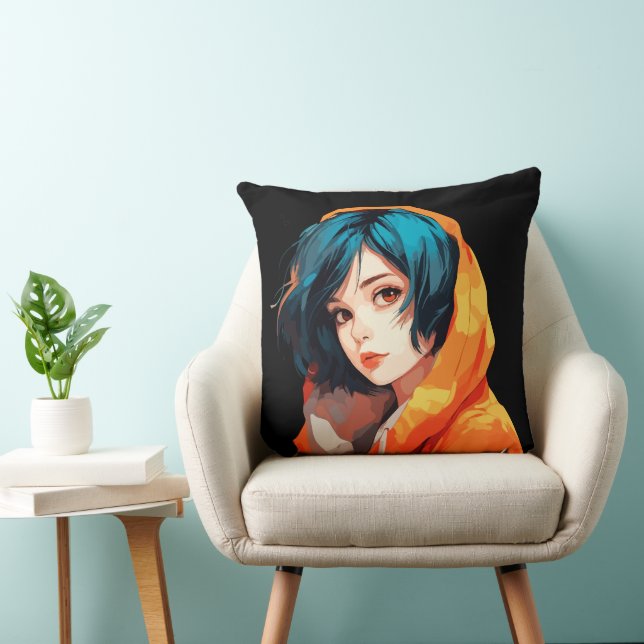 Levendige Anime Schoonheid Kussen (Stoel)