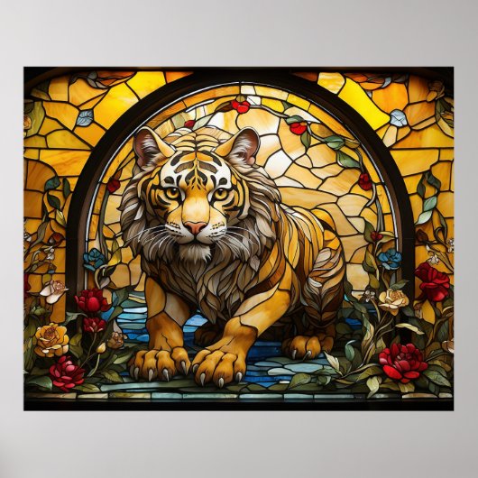 *~* Levendige AP68 5:4 TIGER Glas in lood Fantasy Poster (Voorkant)