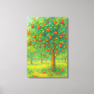 Levendige appelboomgaard tekening canvas afdruk