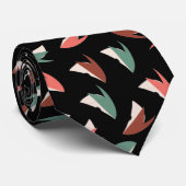 Levendige Apple Slice Fruit Patroon Zwart Stropdas (Opgerold)