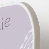 Levendige Aqua Blue Random Mandala op Roze Naam to Pickleball Paddle (Links Detail)