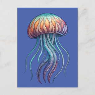 Levendige Aqua Zee Jelly Fish Briefkaart