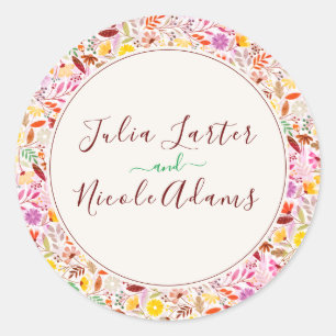 Levendige Aquarellen Zomer Tulp Bloemen Bruiloft Ronde Sticker