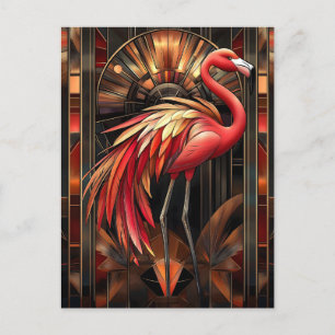 Levendige Art Deco Flamingo illustratie Feestdagenkaart