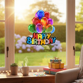 Levendige ballon Happy Birthday Window Cling Raamsticker