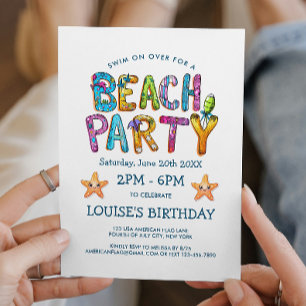 Levendige Beach Party uitnodiging