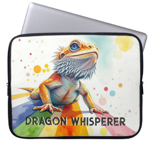 Levendige Bearded Dragon Art Kleurrijke Waterverf Laptop Sleeve