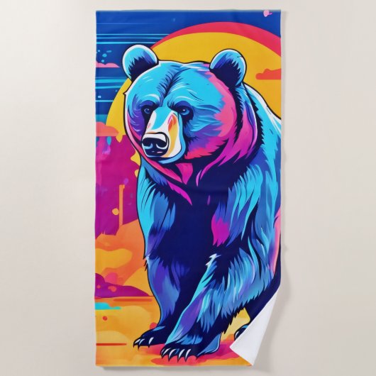 Levendige Beer kunst Strandlaken (Voorkant)