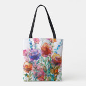 Levendige betoverde tuin Waterverf Canvas tas (Achterkant)