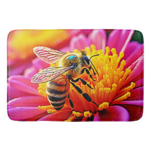 Levendige bij op Bloom Design Badmat