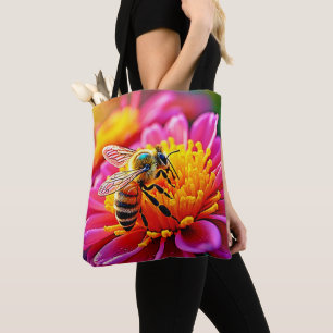 Levendige bij op Bloom Design Draagtas