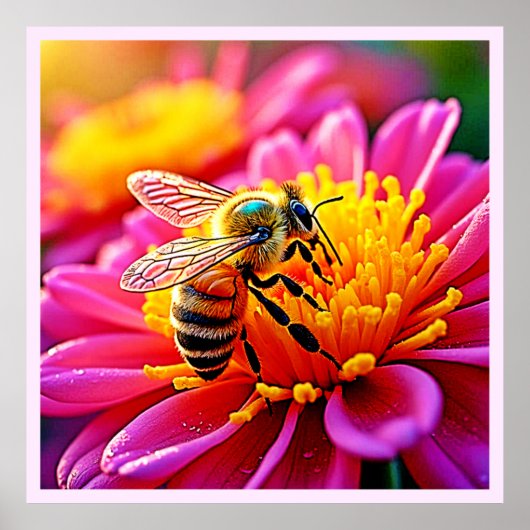 Levendige bij op Bloom Design Poster (Voorkant)