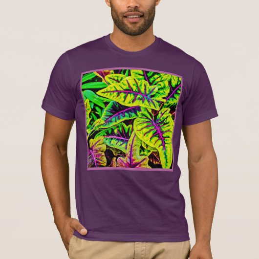 Levendige bladeren Neon Elegance T-shirt (Voorkant)