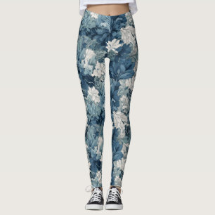Levendige Blauwe Bloem Leggings