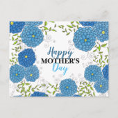 Levendige Blauwe Bloemen en Groene Bladeren Moeder Briefkaart (Voorkant)