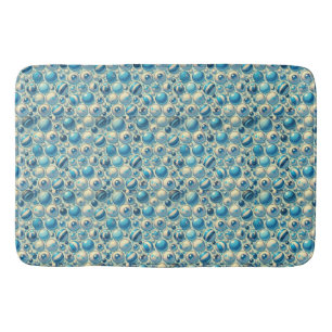 Levendige blauwe en witte decoratieve bollen badmat