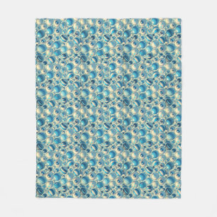 Levendige blauwe en witte decoratieve bollen fleece deken