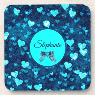 Levendige blauwe harten bier onderzetter