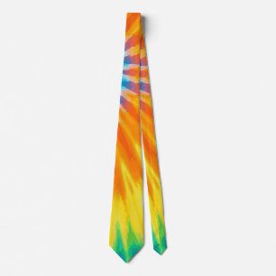 Levendige blauwe, oranje en gele Tie-Dye, Krachtig Stropdas