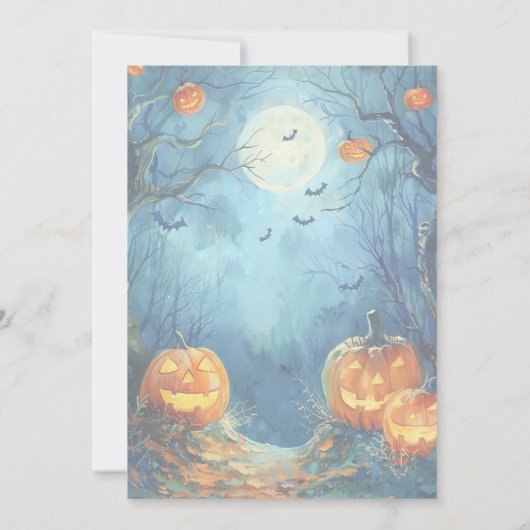 Levendige blauwe pompoen Halloween Kaart (Achterkant)