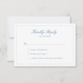 Levendige Blauwe Script Crest Monogram RSVP Kaart (Voorkant)