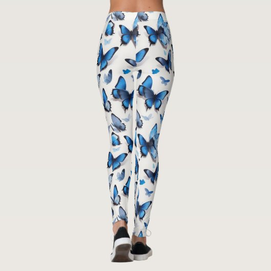 Levendige blauwe vlinders leggings (Achterkant)