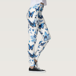 Levendige blauwe vlinders leggings