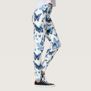 Levendige blauwe vlinders leggings