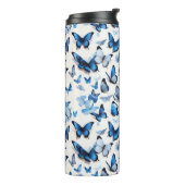 Levendige blauwe vlinders thermosbeker (Gedraaid links)